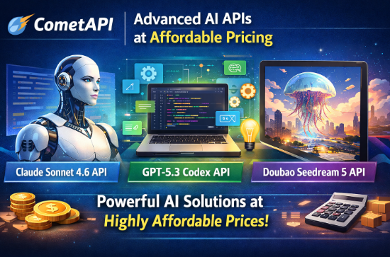 CometAPI Offers Claude Sonnet 4.6 API, GPT-5.3 Codex API & Doubao Seedream 5 API at Highly Affordable Pricing